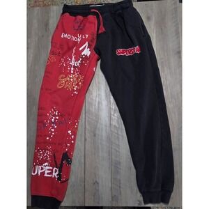 Evolution In Design Red & Black Graphic HipHop Colorblock Joggers Youth XL 18-20